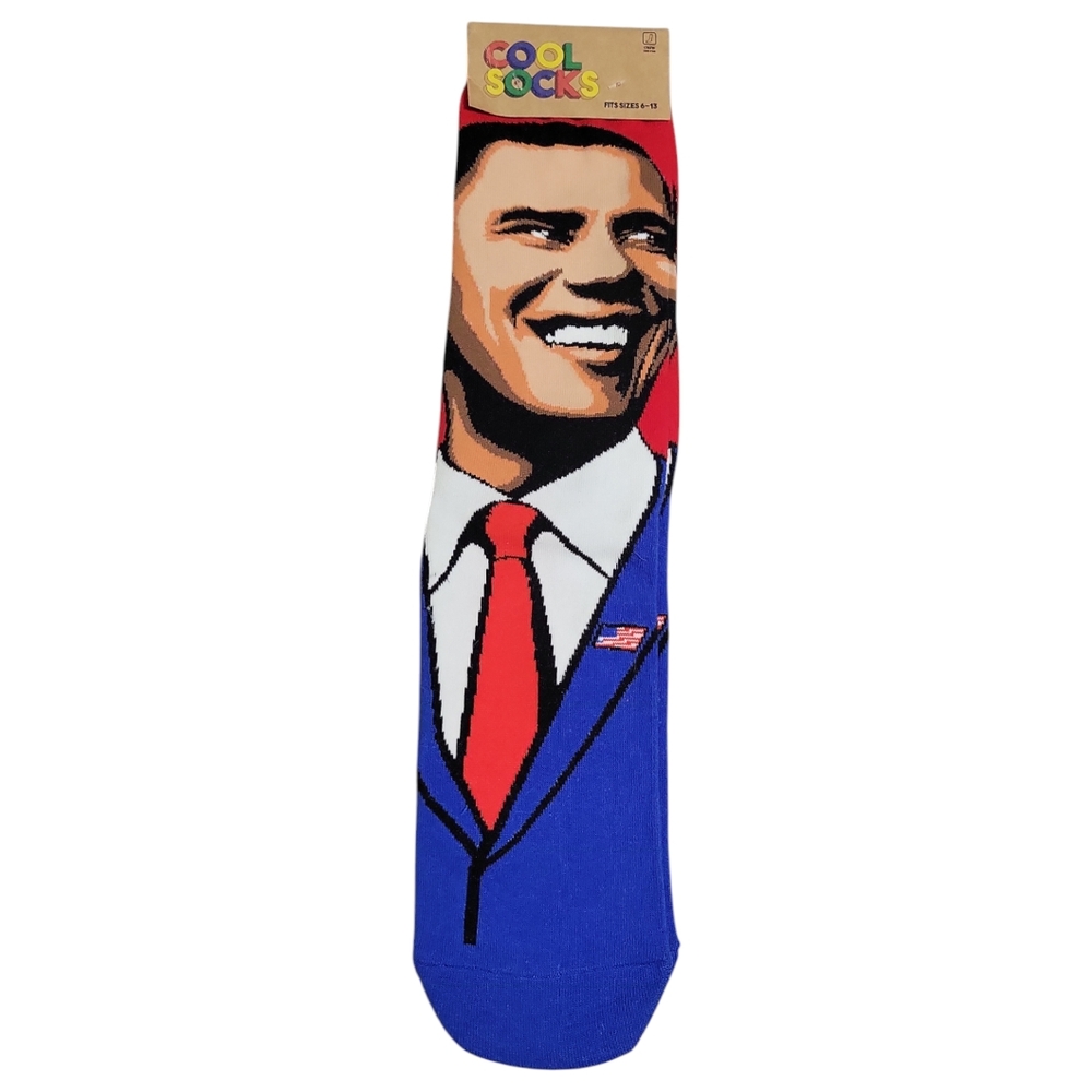 Cool‎ Socks Men's President Barack Obama Crew Socks Size 6-13 NWT Graphic Print
